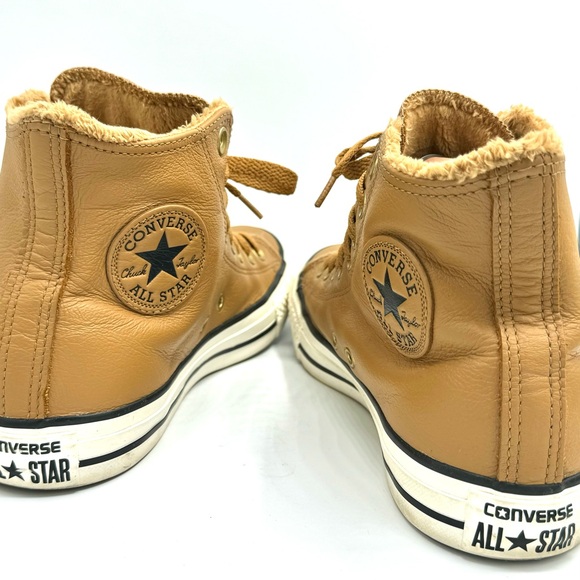 Converse leather high top chuck taylors in camel shade of brown women’s 8.5 - Picture 7 of 11